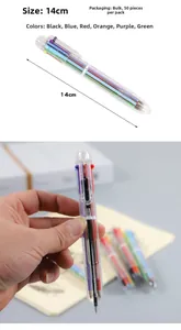 Detailed view of 14cm 6-in-1 multi-color retractable ballpoint pen with transparent shell
