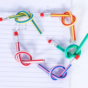 Flexible Bendable Soft Pencils Colorful Striped Design With Eraser Novelty Magic Writing Drawing Tools School Rewards