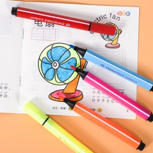 Colorful triangular watercolor markers set for children's art painting and coloring