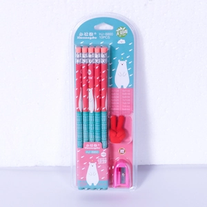 Detail eines Comic HB-Bleistift-Sets mit Eisbärmuster und integriertem Anspitzer