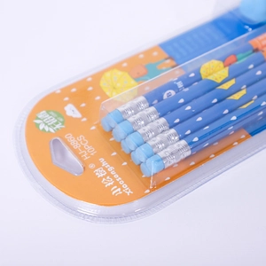 Set aus 10 HB Comic-Bleistiften mit blauem Regentropfenmuster und Radiergummi-Enden
