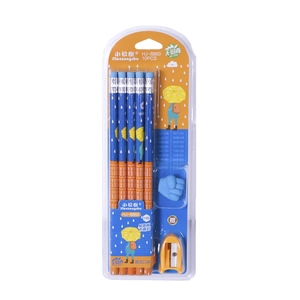 HB Bleistift-Set für Schüler mit 10 Stiften, Radiergummi, Anspitzer und Einmaleins-Aufdruck