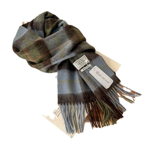 Classic 100% Australian wool scarf with vintage plaid pattern and long tassel fringe