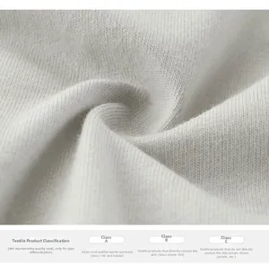 Close-up of soft grey knit fabric texture with textile safety classification A B C standards
