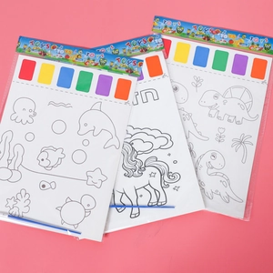 DIY watercolor painting set for kids with 6 colors palette and brush, assorted themes