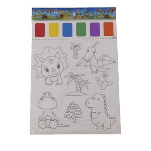 Kids DIY dinosaur watercolor painting set with paper sheets and six color paint blocks