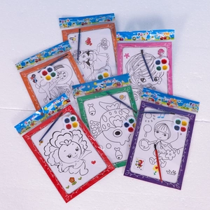 Kids DIY Watercolor Painting Cards With Solid Pigments And Brush For Early Education Cartoon Graffiti Art Drawing Paper Double Sided