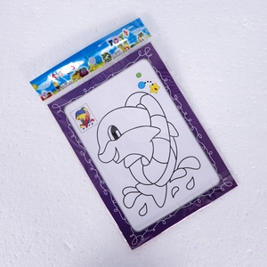 Childrens DIY cartoon dolphin coloring card set with reference image in packaging
