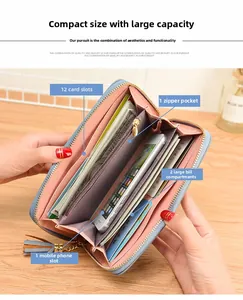 Detail of light blue wallet showing 12 card slots and large internal capacity