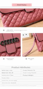 Portefeuille femme rose matelassé en cuir PU avec dragonne et détails de chaîne métal