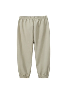 Boy's casual quick-dry sports joggers with elastic waist and ribbed cuffs in light beige