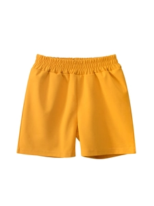 Kids quick-dry yellow shorts with elastic waistband for summer casual sports wear
