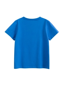 Kids royal blue short sleeve cotton T-shirt featuring a classic crew neck summer design