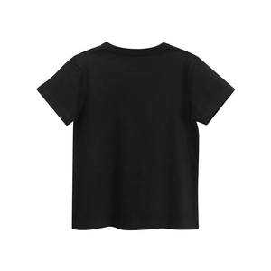 Vue arrière du t-shirt noir à manches courtes pour enfant avec coutures soignées