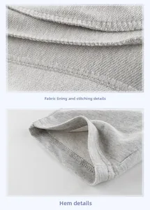 Detail of grey knitted fabric texture with reinforced stitching and inner lining of boys' shorts