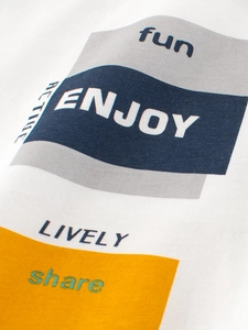 Boys white cotton short sleeve T-shirt with colorful geometric letter print detail