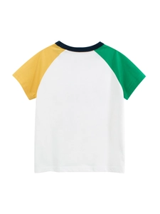 Boys colorblock raglan sleeve t-shirt with letter print in white yellow and green
