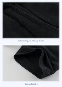 Detail showing high-quality inner French Terry fabric and stitching of black kids shorts