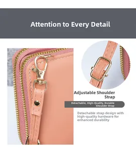 Pink PU leather crossbody bag featuring adjustable and detachable straps with gold hardware