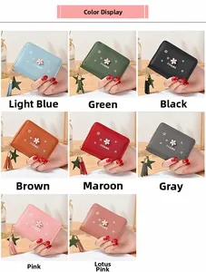Nine colors display of small square floral wallets with tassel and star metal charm