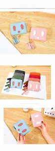 Detail of PU leather rabbit coin purse showing zipper with tassel and metal charm