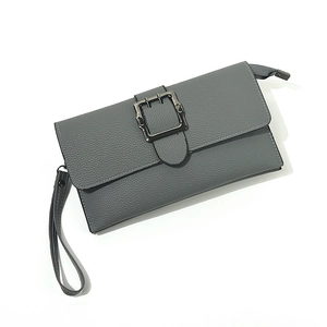 Chic dark gray lychee leather crossbody small square bag with metal buckle for women