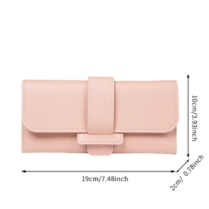 Detailed size specifications of the light pink faux leather wallet with 19x10x2 cm dimensions