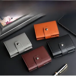 Business style multi-color PU leather wallets featuring snap closure and stitch details