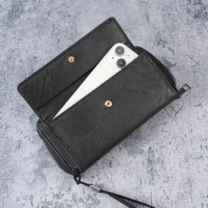 Men's large capacity business clutch with multiple slots and smartphone compartment