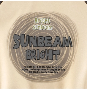 Detailed view of Sunbeam Bright print on a beige fleece sweatshirt for kids