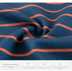 Détail du tissu en maille rayé bleu marine avec certification de sécurité de classe A