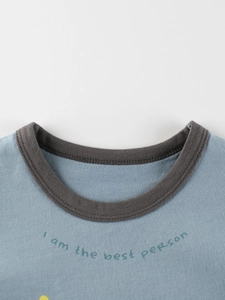 Boys light blue long sleeve round neck T-shirt with 'I am the best person' print