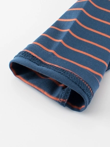 T-shirt classique à manches longues rayé pour enfants en bleu marine et orange vif