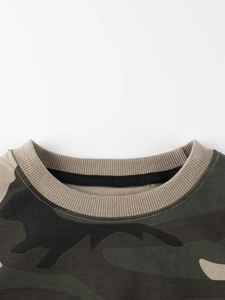 Boys camouflage sweatshirt featuring a ribbed crew neck and high-quality cotton fabric