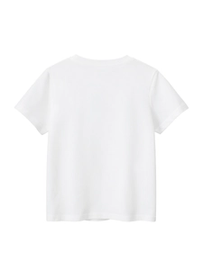 T-shirt blanc minimaliste en coton pour garçon avec col rond classique et manches courtes