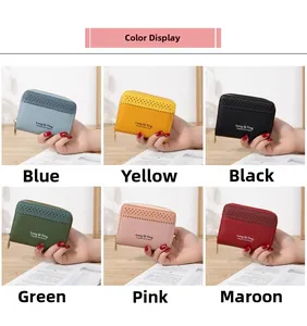 Porte-monnaie courts zippés pour femmes en six couleurs avec bordure ondulée et fini mat