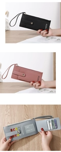Détails du portefeuille mince pour femmes avec fentes pour cartes et cuir PU texturé
