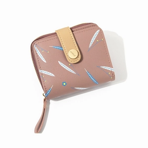 Petit portefeuille rose pour femme avec motifs floraux et fermeture à pression