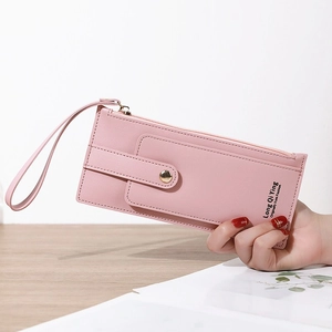 Portefeuille Long pour Femme en Cuir PU Pochette Sac de Téléphone avec Dragonne Fermeture Éclair Boucle Porte-Cartes Quotidien