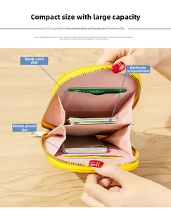 Internal structure of yellow crossbody phone bag with card slots and large bill pocket