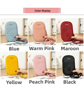 Detailed grid view of stylish PU leather mini crossbody bags in six vibrant colors