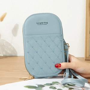 Women Crossbody Phone Bag PU Leather Heart Quilted Small Shoulder Bag Dual Zipper Fashion Korean Style Daily Use