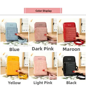 Detailed grid showing multi-color PU leather phone bags with crocodile pattern texture