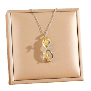Collier infini bicolore plaqué or 18 carats avec cristaux scintillants élégants