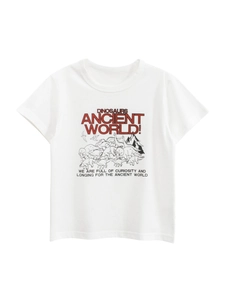 Boys Casual Short Sleeve T-Shirt Pure Cotton Breathable Cartoon Dinosaur Print Summer Top Children Fashion Crew Neck Apparel