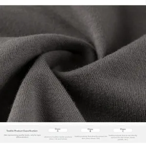 Close-up of high-density dark grey cotton fabric texture and textile safety certifications