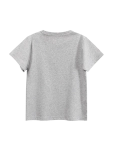 Klassisches graumeliertes Kurzarm-Baumwoll-T-Shirt für Jungen in der flachen Rückansicht
