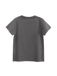 Classic dark grey short sleeve cotton t-shirt for kids with high-quality crew neck design