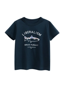 T-shirt Da Bambino In Cotone Manica Corta Girocollo Stampa Grafica Top Estivo Casual Blu Navy