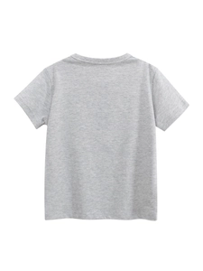 Dos du t-shirt pour tout-petits en coton gris clair avec motif de chat dessin animé